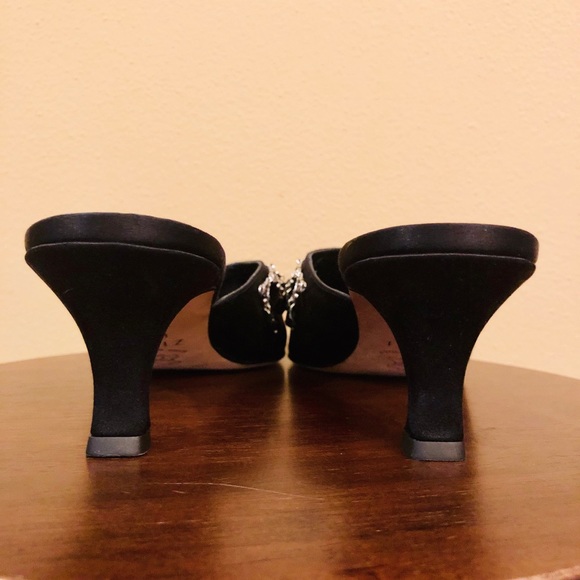 🆕 Brighton ZIZI Black Satin W/ Silver & Bead Mule - Picture 7 of 8